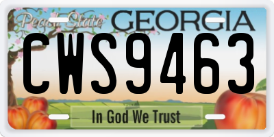 GA license plate CWS9463