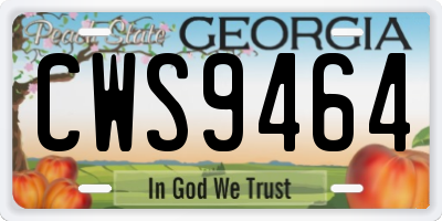 GA license plate CWS9464