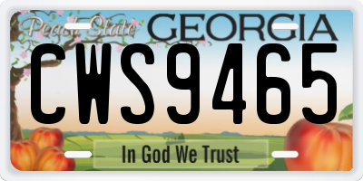 GA license plate CWS9465
