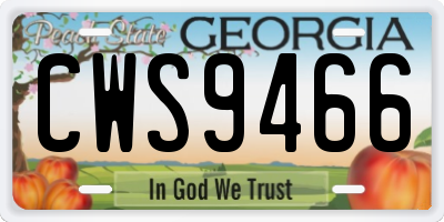 GA license plate CWS9466