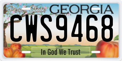 GA license plate CWS9468