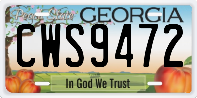 GA license plate CWS9472