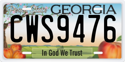 GA license plate CWS9476