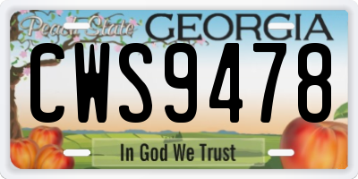 GA license plate CWS9478