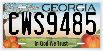 GA license plate CWS9485