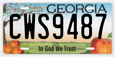 GA license plate CWS9487