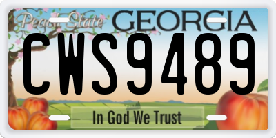GA license plate CWS9489