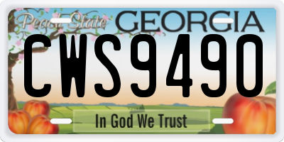 GA license plate CWS9490
