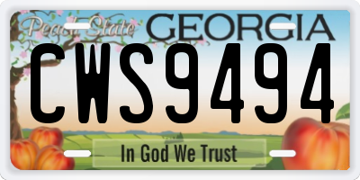 GA license plate CWS9494