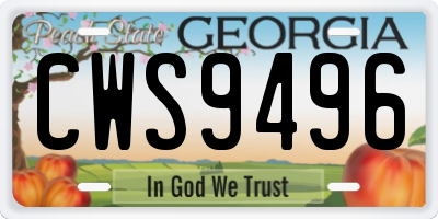 GA license plate CWS9496