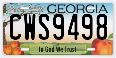 GA license plate CWS9498