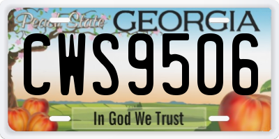 GA license plate CWS9506