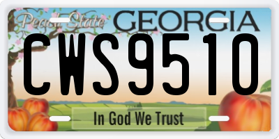 GA license plate CWS9510