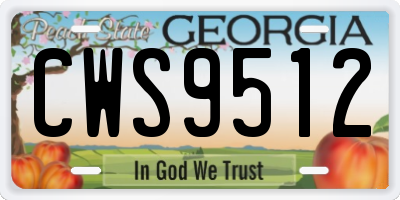 GA license plate CWS9512