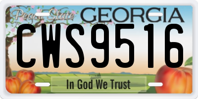 GA license plate CWS9516