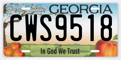 GA license plate CWS9518