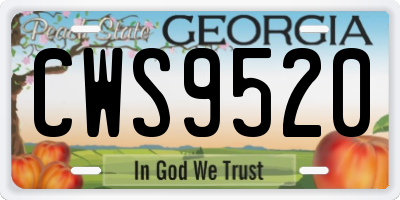 GA license plate CWS9520