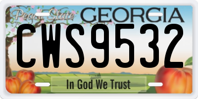 GA license plate CWS9532