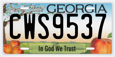 GA license plate CWS9537