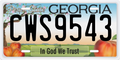 GA license plate CWS9543