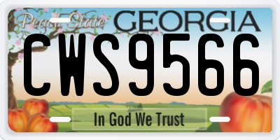 GA license plate CWS9566