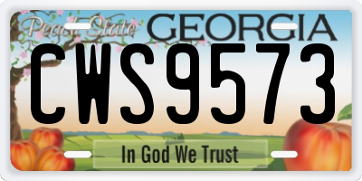 GA license plate CWS9573