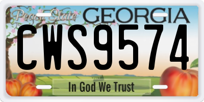 GA license plate CWS9574