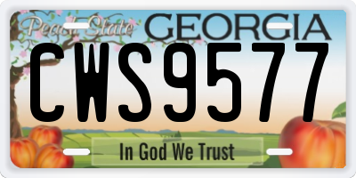 GA license plate CWS9577