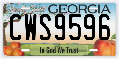 GA license plate CWS9596