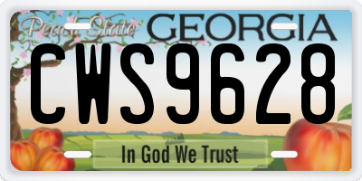 GA license plate CWS9628