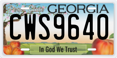 GA license plate CWS9640