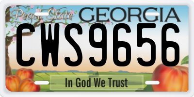 GA license plate CWS9656
