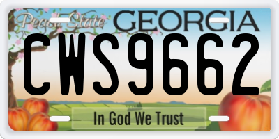 GA license plate CWS9662
