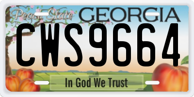 GA license plate CWS9664