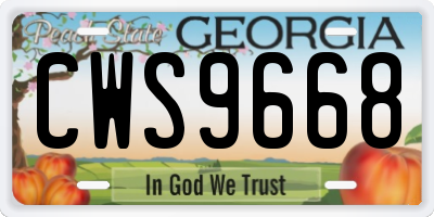 GA license plate CWS9668