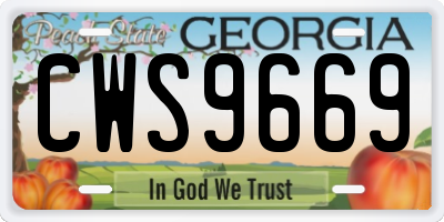 GA license plate CWS9669