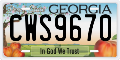 GA license plate CWS9670