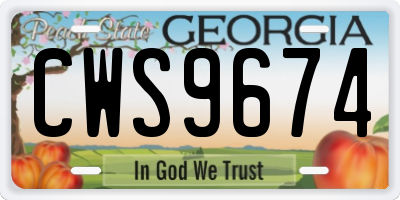 GA license plate CWS9674