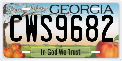 GA license plate CWS9682