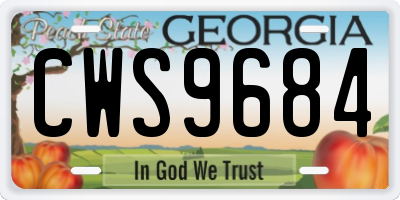 GA license plate CWS9684