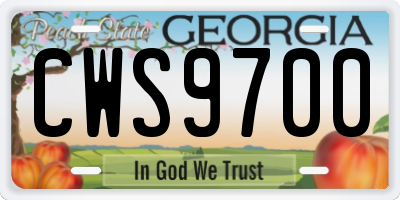 GA license plate CWS9700