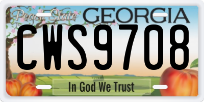GA license plate CWS9708