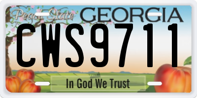 GA license plate CWS9711