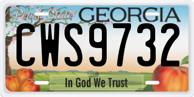 GA license plate CWS9732