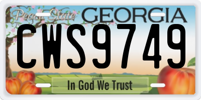 GA license plate CWS9749