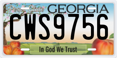 GA license plate CWS9756