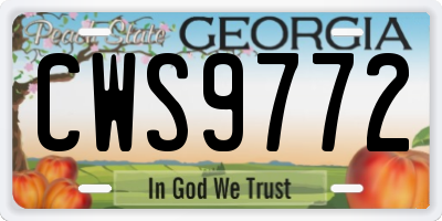 GA license plate CWS9772