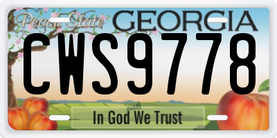 GA license plate CWS9778