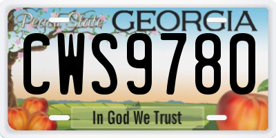 GA license plate CWS9780