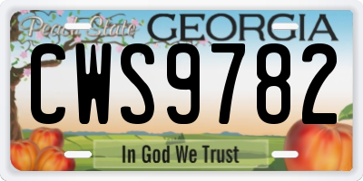 GA license plate CWS9782